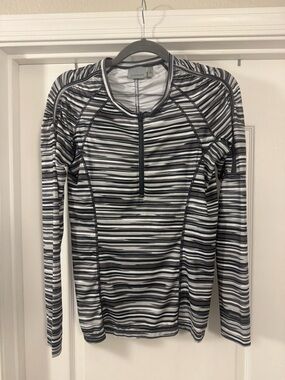Athleta Black & White Striped Long-Sleeve  Shirt
